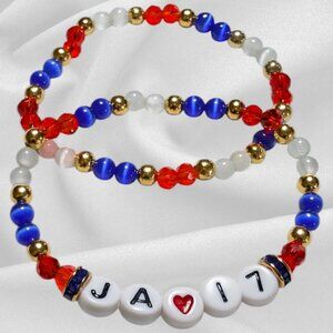 Handmade Beaded Bracelet Set Buffalo Bills Josh Allen Natural Gemstone Crystal